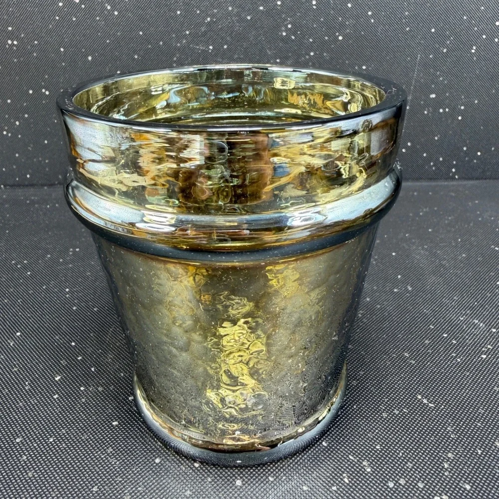 Anthropologie Mercury Glass Votive Candle Holder Gold Silver Metallic 4x4 Pot